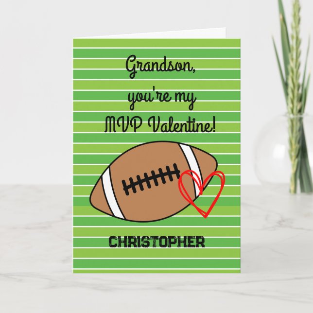 Tarjeta El día de San Valentín de nietos de fútbol (Anverso)