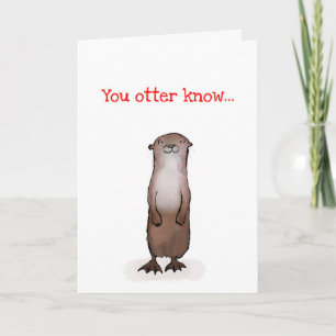Tarjeta El día de San Valentín de nutria fluvial