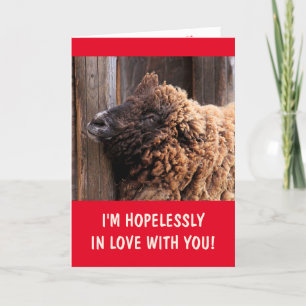 Tarjeta El día de San Valentín de ovejas sin esper