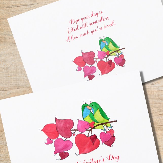 Tarjeta El día de San Valentín de pájaros amorosos con con (Subido por el creador)