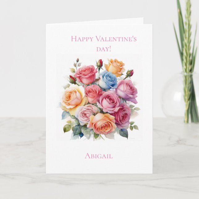 Tarjeta El día de San Valentín de ramo de rosa par (Anverso)