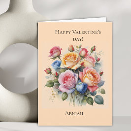 Tarjeta El día de San Valentín de ramo de rosa par