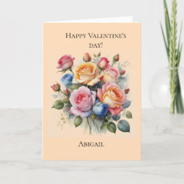 Tarjeta El día de San Valentín de ramo de rosa par