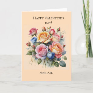 Tarjeta El día de San Valentín de ramo de rosa par