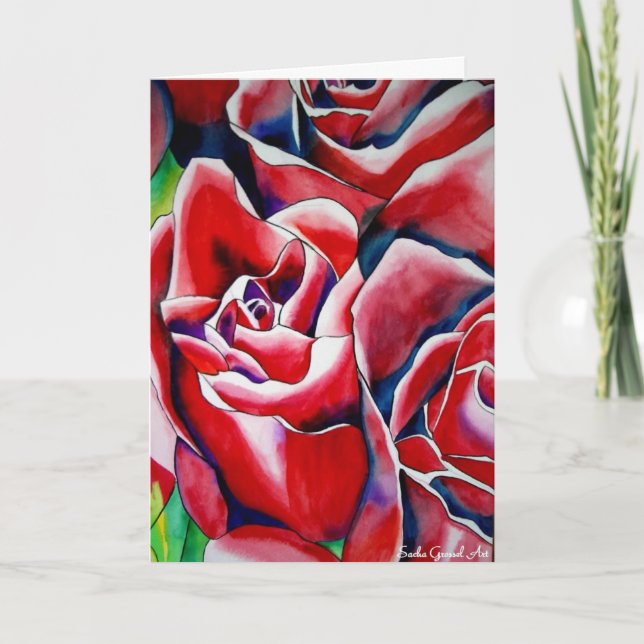 Tarjeta El día de San Valentín de rosas de macros  (Anverso)