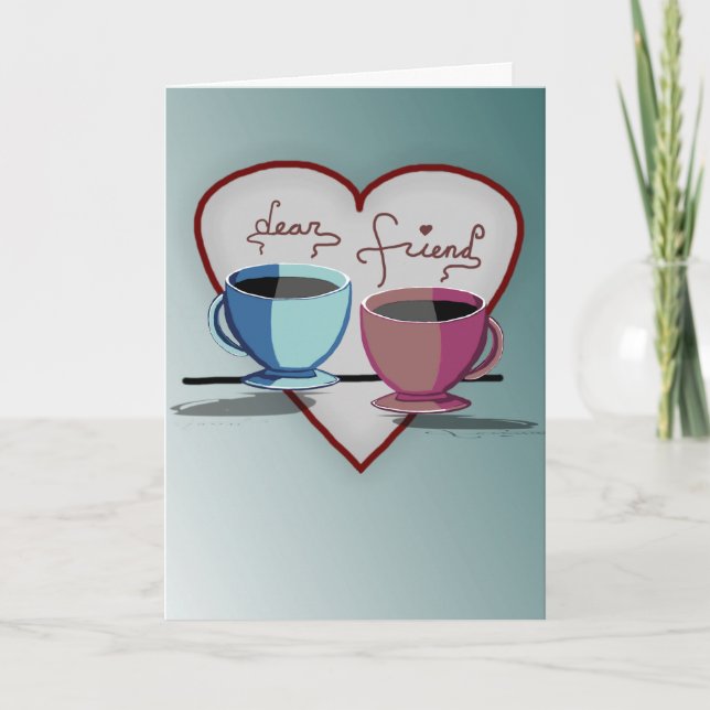 Tarjeta El día de San Valentín de tazas de café de (Anverso)