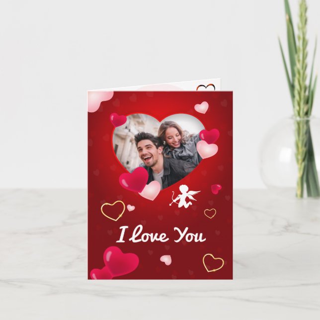 Tarjeta El día de San Valentín de texto y fotograf (Anverso)