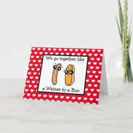Tarjeta El día de San Valentín de Weiner y Bun Food Pun