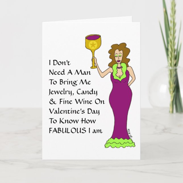 Tarjeta El día de San Valentín de Wine Diva "no ne (Anverso)