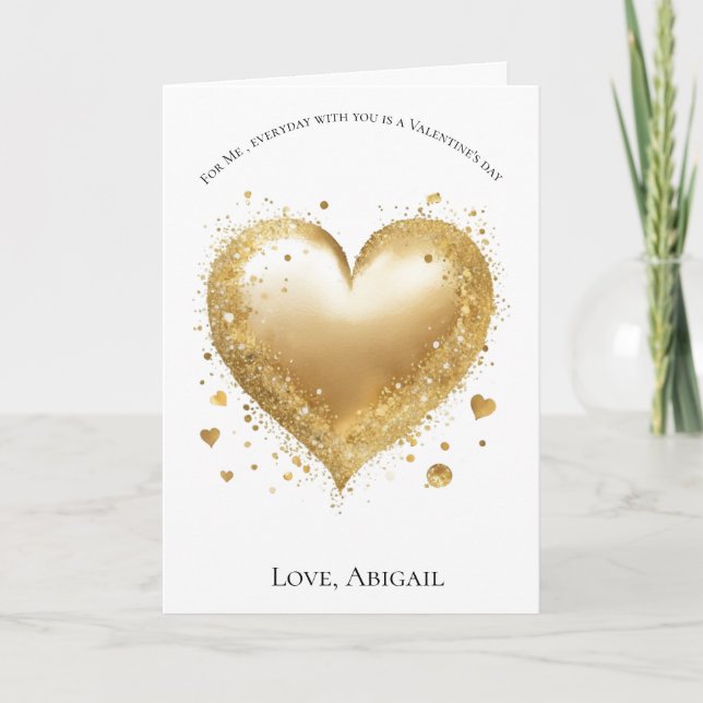 Tarjeta El día de San Valentín del corazón dorado  (Anverso)