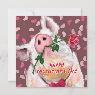Tarjeta El día de San Valentín divertida con cerdo