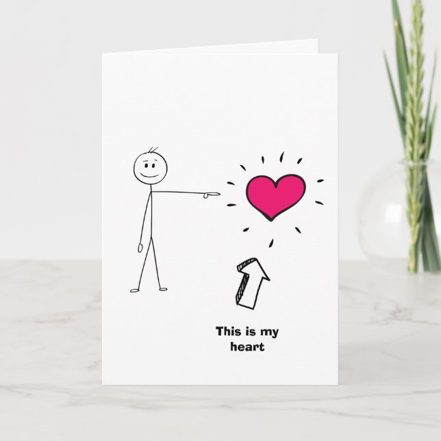 Tarjeta El día de San Valentín divertida, corazón  (Anverso)
