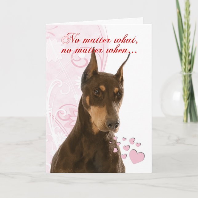 Tarjeta El día de San Valentín Doberman (Anverso)
