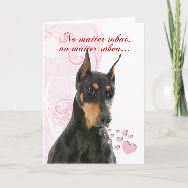 Tarjeta El día de San Valentín Doberman (Anverso)