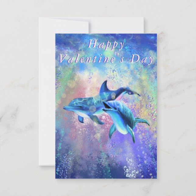 Tarjeta el día de San Valentín Dolphin Pareja Amor (Anverso)
