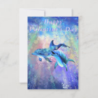 Tarjeta el día de San Valentín Dolphin Pareja Amor