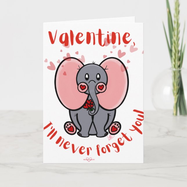 Tarjeta El día de San Valentín Elephant (Anverso)