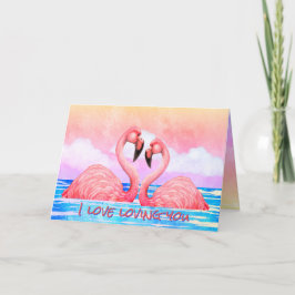 Tarjeta El día de San Valentín Flamingo Lovers