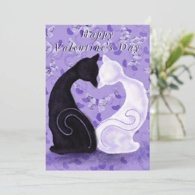Tarjeta El día de San Valentín Gato Pareja Románti (Anverso de pie)