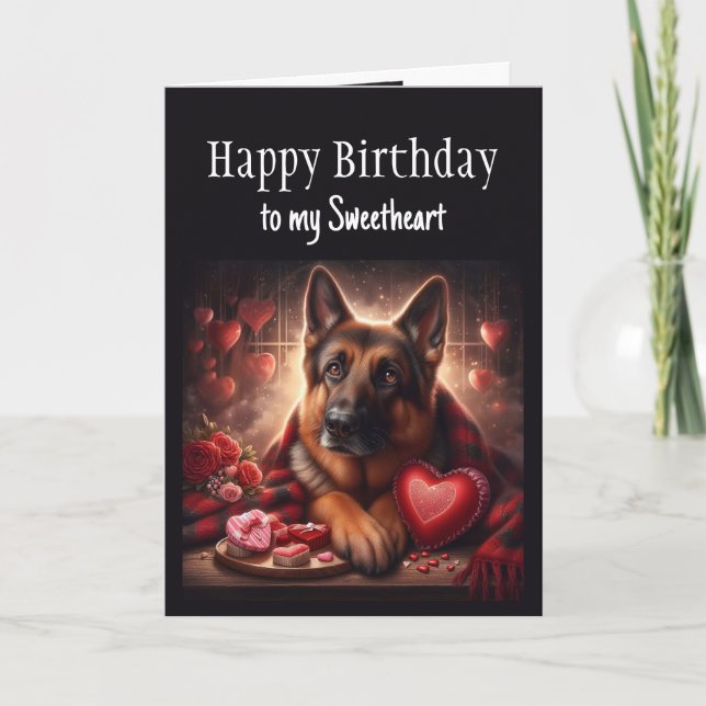 Tarjeta El día de San Valentín German Shepherd Dog Squerid (Anverso)
