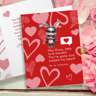 Tarjeta El día de San Valentín gracioso de Red Hearts Bunn