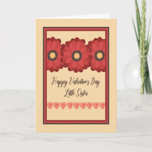 Tarjeta el día de San Valentín, hermanita con flor