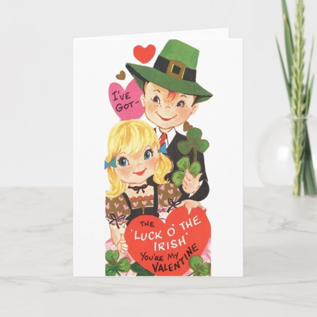 Tarjeta El día de San Valentín irlandesa Retro (Anverso)