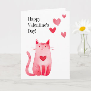 Tarjeta El día de San Valentín Kitty Cat
