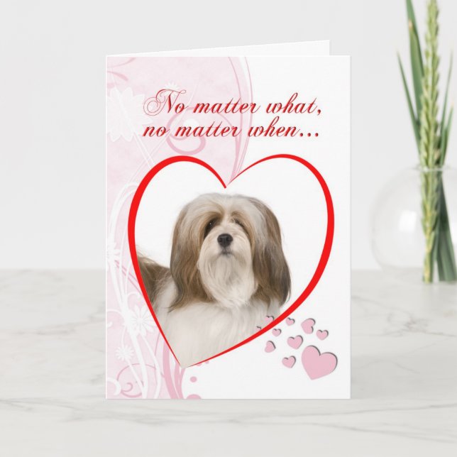 Tarjeta El día de San Valentín Lhasa Apso (Anverso)