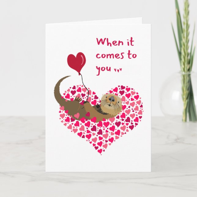 Tarjeta El día de San Valentín lindo en los corazones (Anverso)