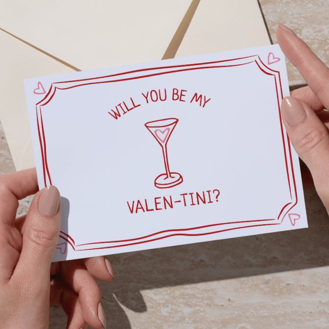 Tarjeta El día de San Valentín Martini rojo caprichoso y r (Subido por el creador)