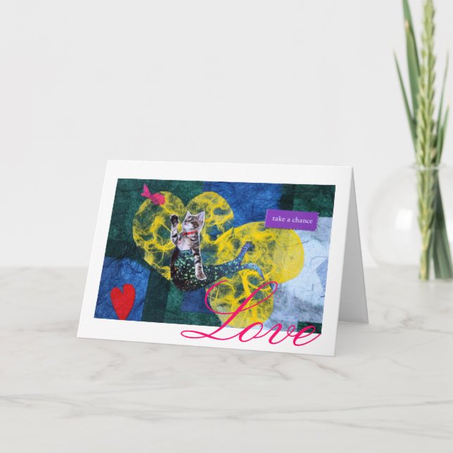 Tarjeta El día de San Valentín Mermaid Cat "Mercat (Anverso)