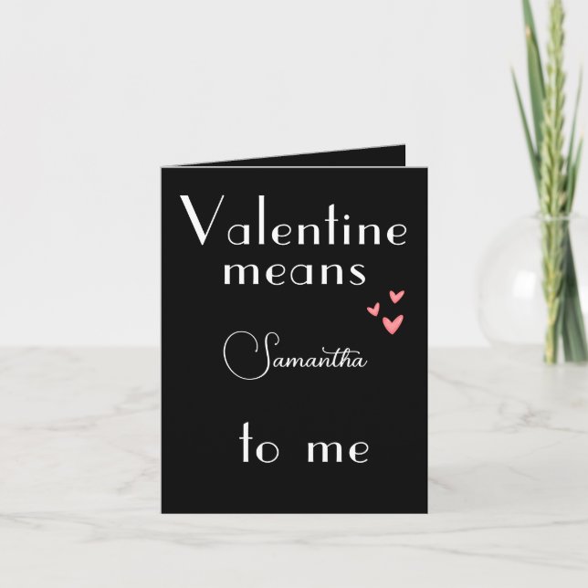 Tarjeta El día de San Valentín negra con nombre pe (Anverso)