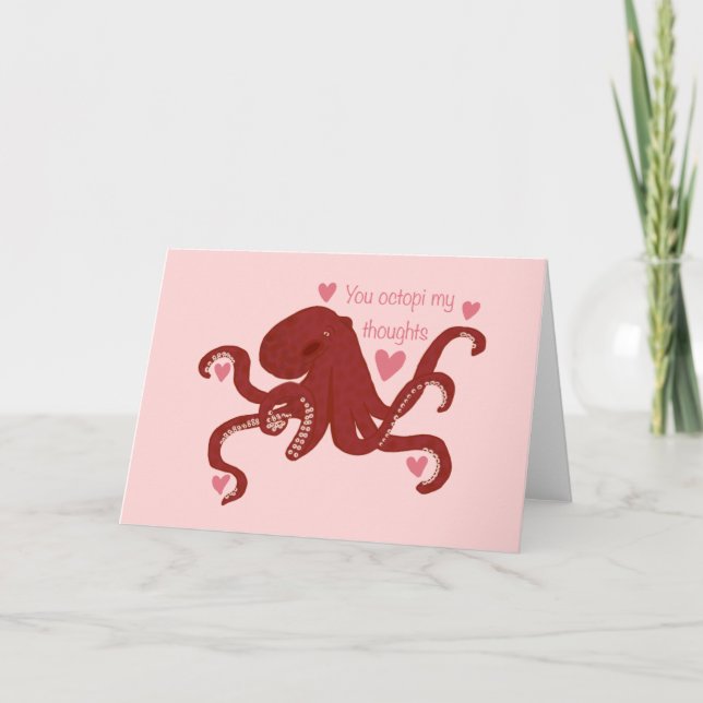 Tarjeta El día de San Valentín "Octopi My Thoughts (Anverso)