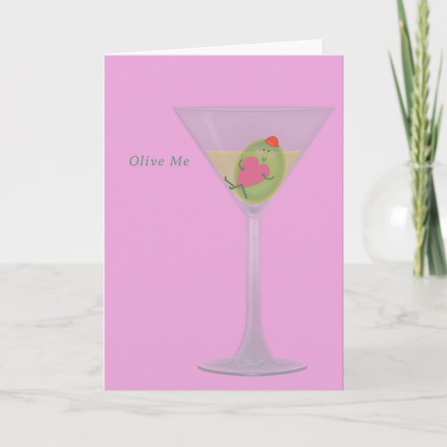 Tarjeta El día de San Valentín Olive y Martini (Anverso)