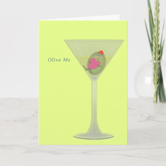 Tarjeta El día de San Valentín Olive y Martini (Anverso)
