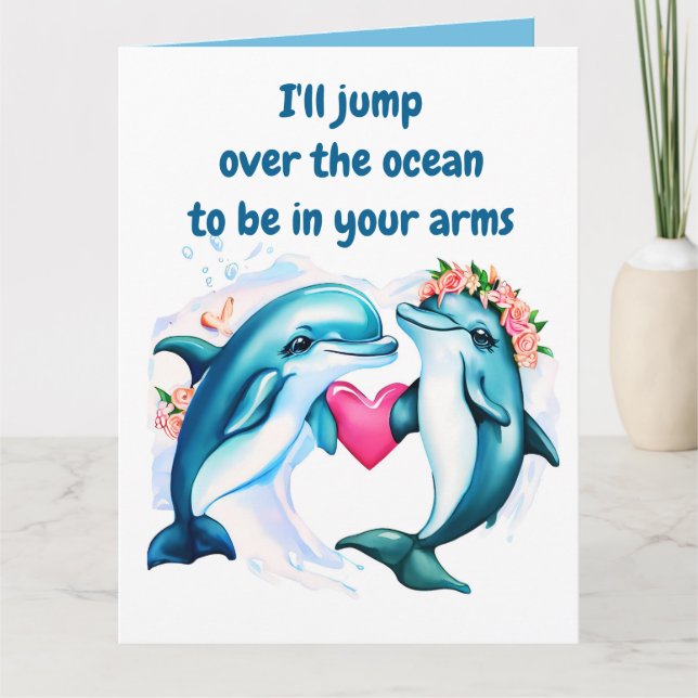 Tarjeta El día de San Valentín para delfines (Anverso)