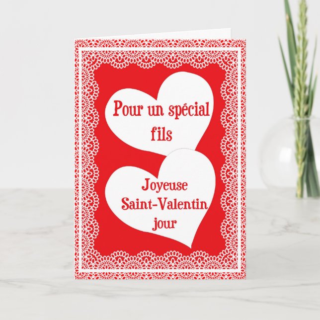 Tarjeta el día de San Valentín Para El Hijo En Fra (Anverso)