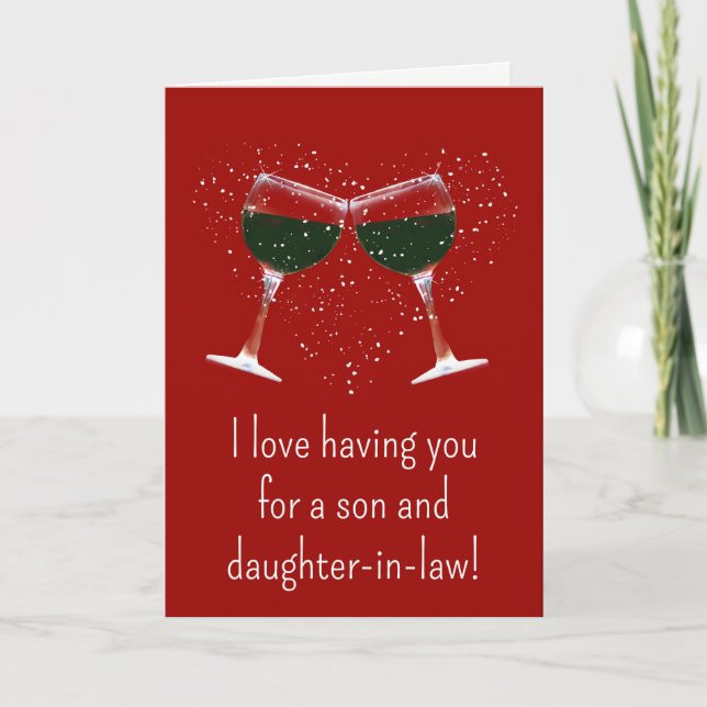 Tarjeta el día de San Valentín para el hijo y la h (Anverso)