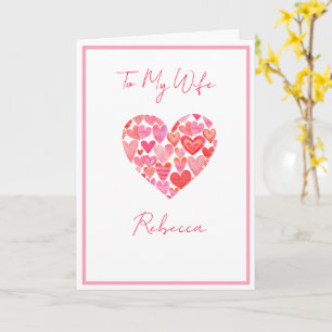 Tarjeta El día de San Valentín Para Esposa De Corazón Rosa