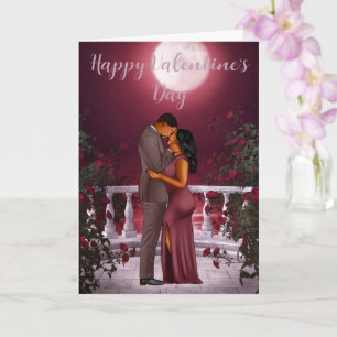 Tarjeta el día de San Valentín para pareja negra