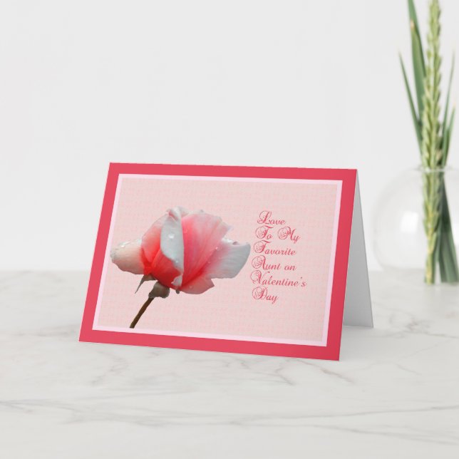 Tarjeta el día de San Valentín para tía con Rosa (Anverso)