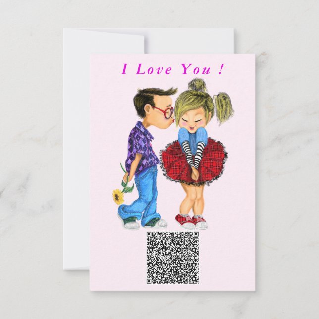 Tarjeta el día de San Valentín Pareja Romántica QR (Reverso)