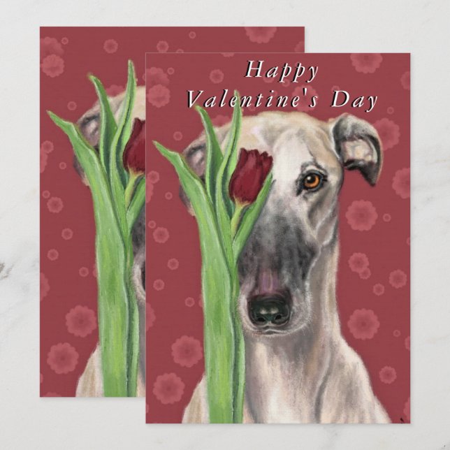 Tarjeta el día de San Valentín Perro romántico con (Anverso / Reverso)