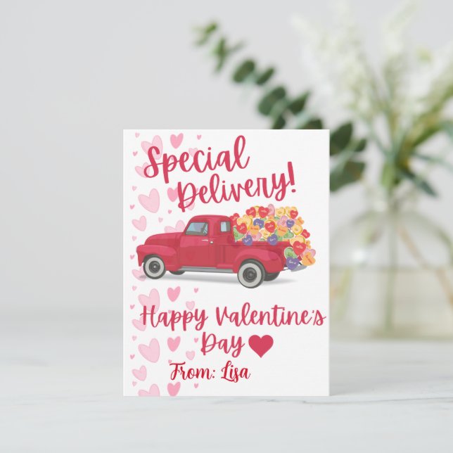 Tarjeta El día de San Valentín personalizada (Anverso de pie)