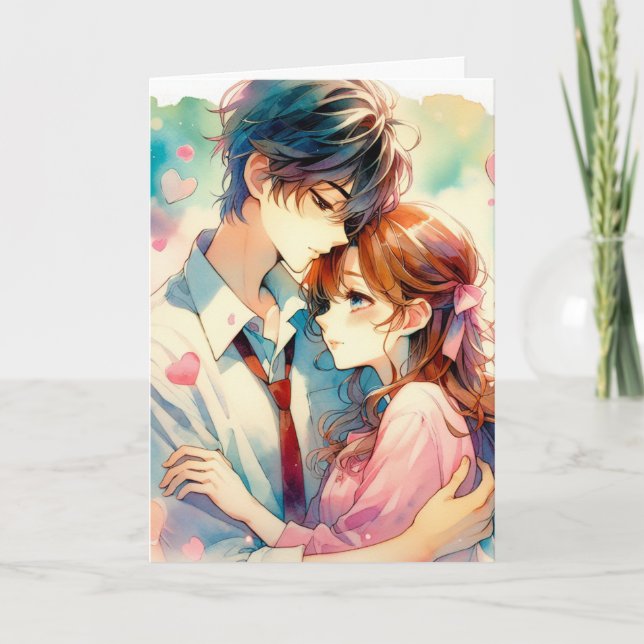 Tarjeta El día de San Valentín personalizado de Cute Anime (Anverso)
