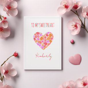 Tarjeta El día de San Valentín por flores de amor en el co
