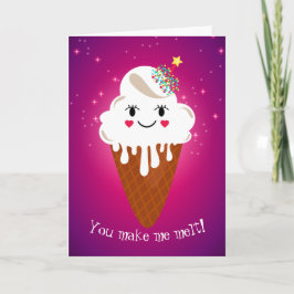 Tarjeta El día de San Valentín precioso del cono de helado
