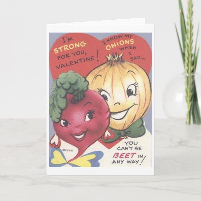 Tarjeta El día de San Valentín Retro Beet And Onio (Anverso)