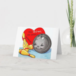 Tarjeta El día de San Valentín Retro Bowling